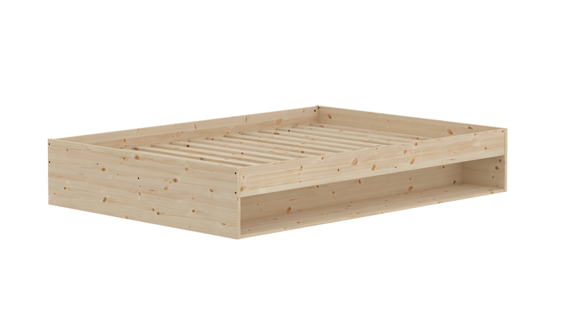 GROW Tweepersoonsbed met plank, 140x200 cm, Dennenhout