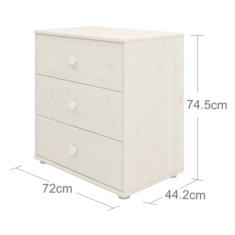 Chest with 3 Drawers, White