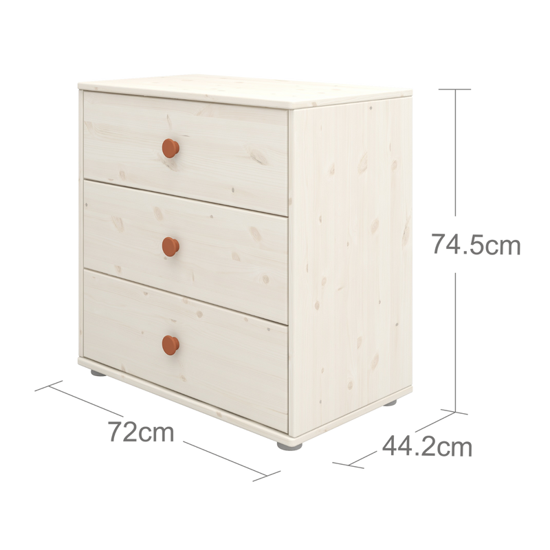 Chest with 3 Drawers, White