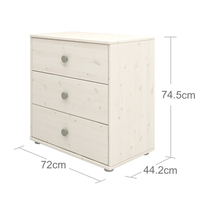 Chest with 3 Drawers, White