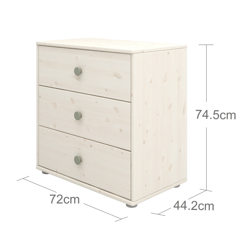 Chest with 3 Drawers, White