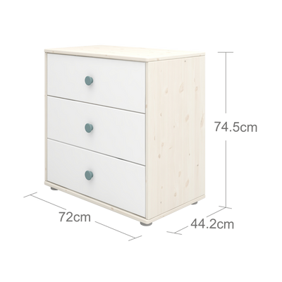 Commode avec 3 tiroirs, Blanc