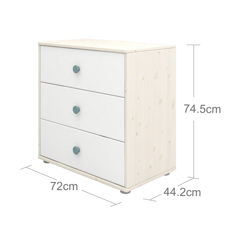 Commode avec 3 tiroirs, Blanc