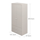 Wardrobe, 2 Doors + 2 Drawers, Grey