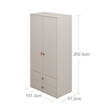 Wardrobe, 2 Doors + 2 drawers, Grey