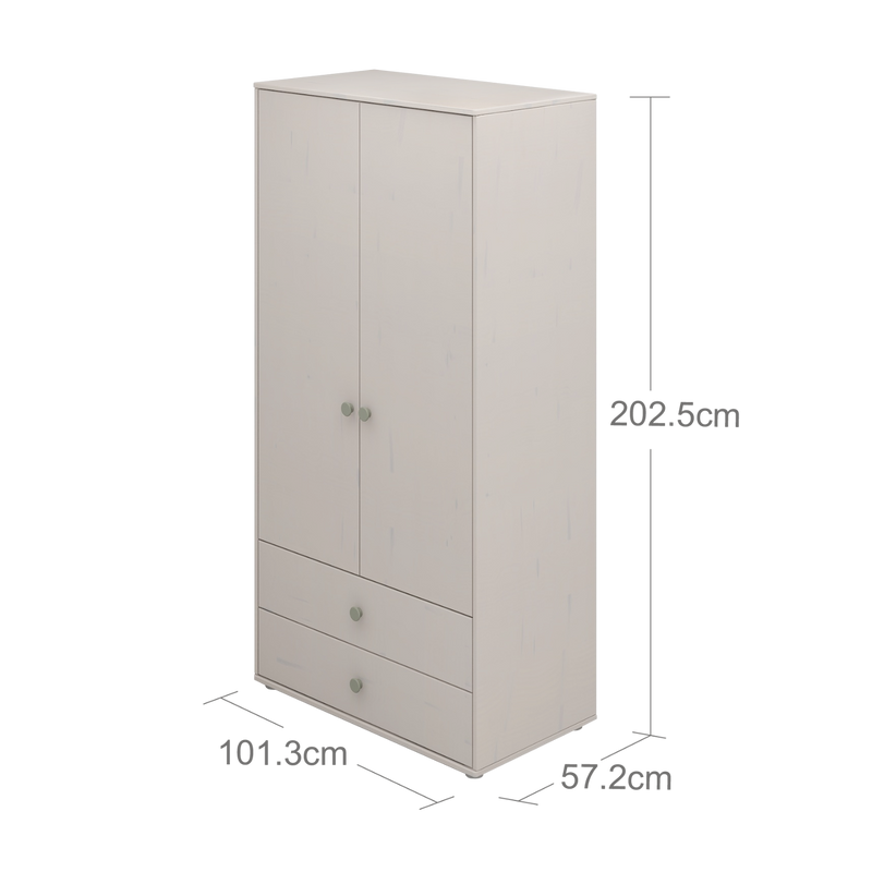 Wardrobe, 2 Doors + 2 drawers, Grey