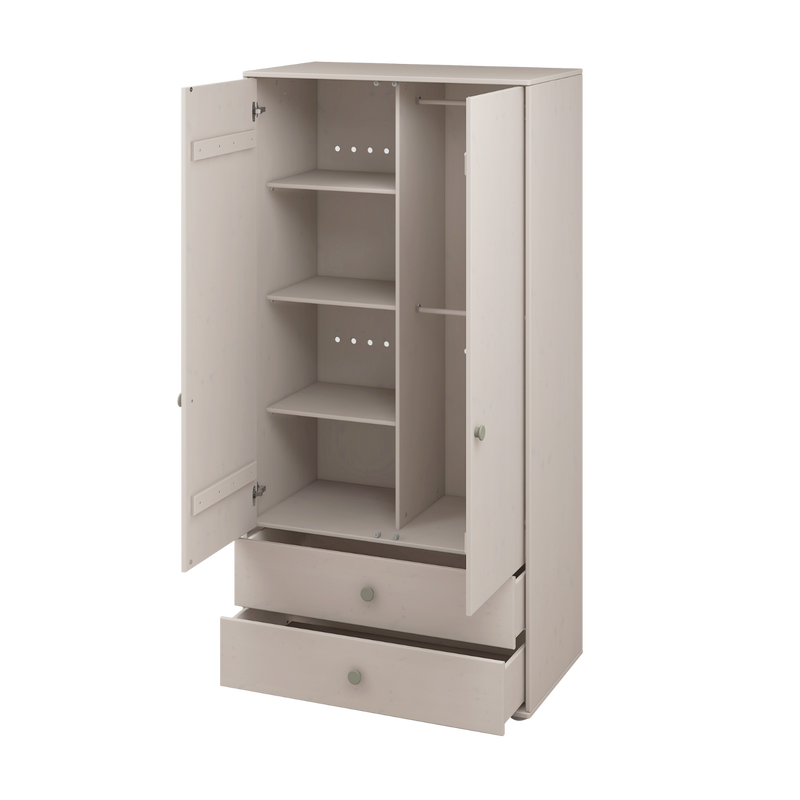 Wardrobe, 2 Doors + 2 drawers, Grey