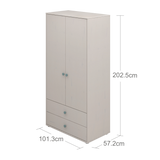 Wardrobe, 2 Doors + 2 drawers, Grey
