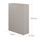 Armoire extra haute, 3 portes + 2 tiroirs, Gris