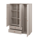 Wardrobe, Extra High, 3 Doors + 2 Drawers Grey