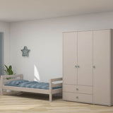 Wardrobe, Extra High, 3 Doors + 2 Drawers Grey