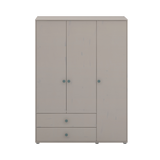 Wardrobe, Extra High, 3 Doors + 2 Drawers Grey
