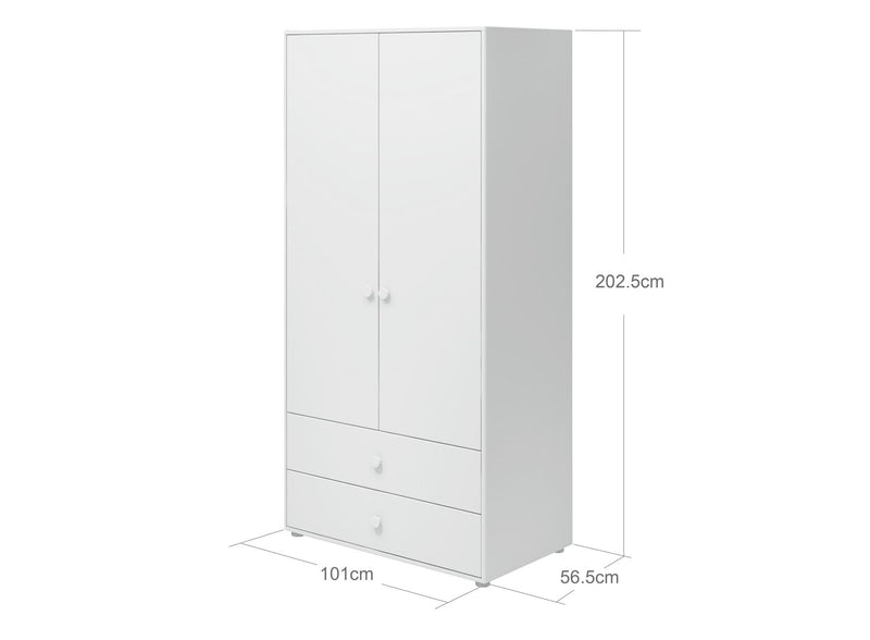 Wardrobe, 2 doors + 2 drawers