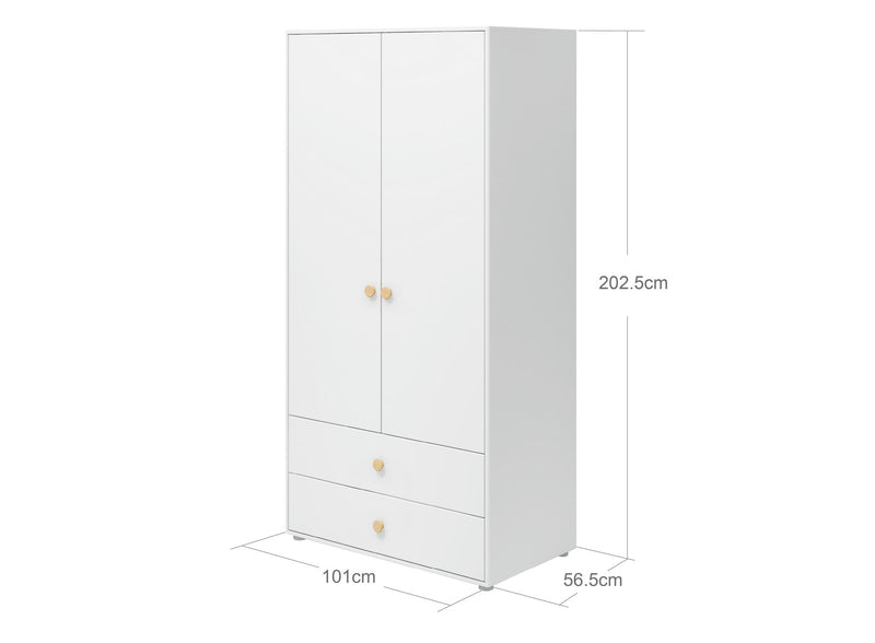 Wardrobe, 2 doors + 2 drawers