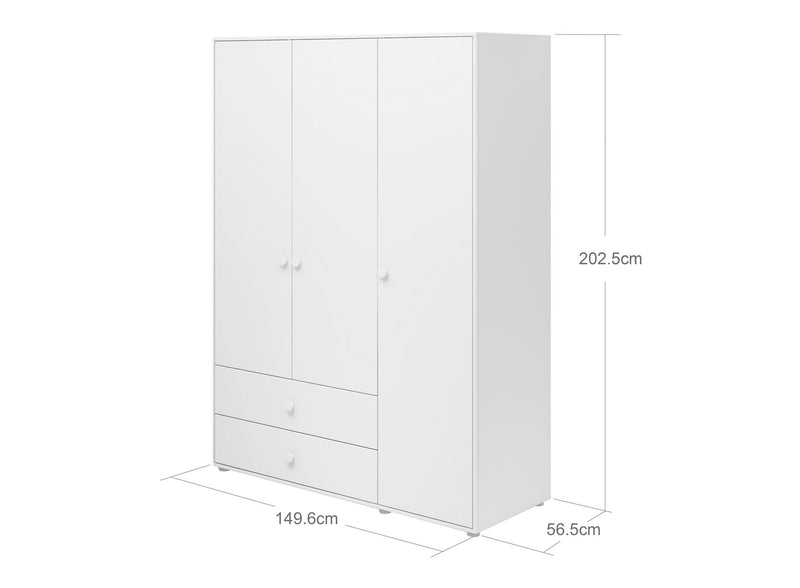 Wardrobe, 3 doors + 2 drawers