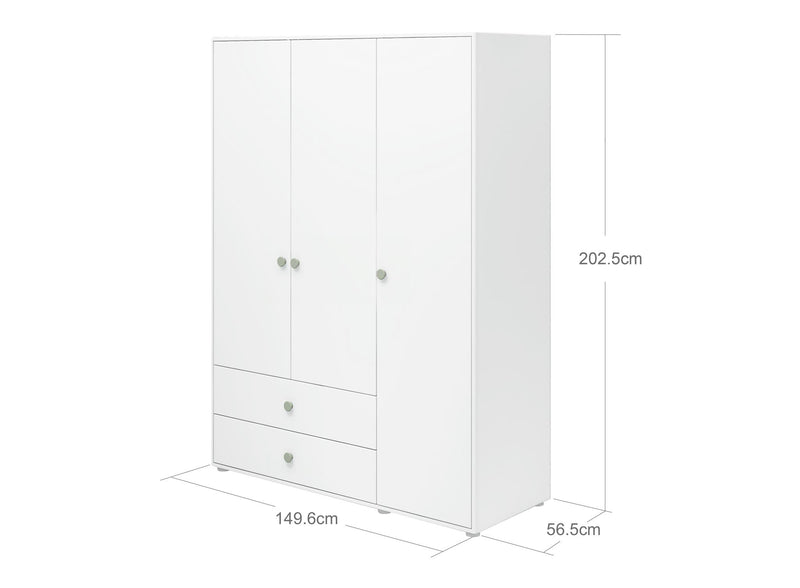 Armoire, 3 portes + 2 tiroirs