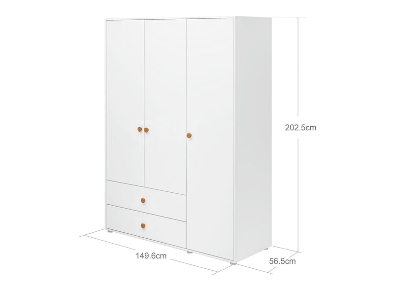 Wardrobe, 3 doors + 2 drawers