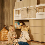 High Bed 120 cm with Ladder and Safety Rail, 90x200 cm, White/Oak