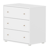 SAGA Ladenkast, 3 lades, Eikenhouten knoppen, Wit