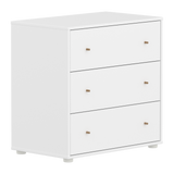 SAGA Ladenkast, 3 lades, Eikenhouten knoppen, Wit