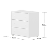 SAGA Chest, 3 drawer, White with Grooves