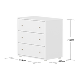 SAGA Chest, 3 drawer, White with Grooves