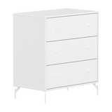 SAGA Lade, 3 lades, Witte metalen poten & grepen, Wit