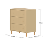SAGA Chest, 3 drawer, Sand with Grooves