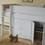 SAGA Cupboard, 2 doors, White with Grooves, Oak Knobs