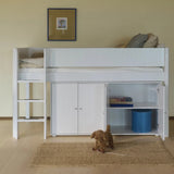 SAGA Cupboard, 2 doors, White with Grooves, Oak Knobs