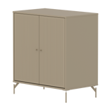 SAGA Schrank, 2 Türen mit Rillen, Metallfüße, Oat