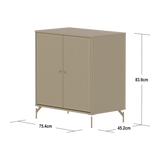 SAGA Schrank, 2 Türen mit Rillen, Metallfüße, Oat