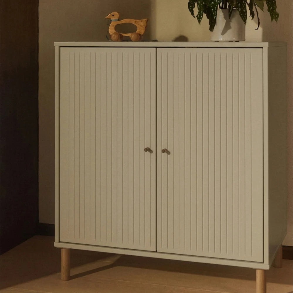 FLEXA SAGA Cupboard, 2 doors, Sand with Grooves, Oak Legs and Knobs, view 2