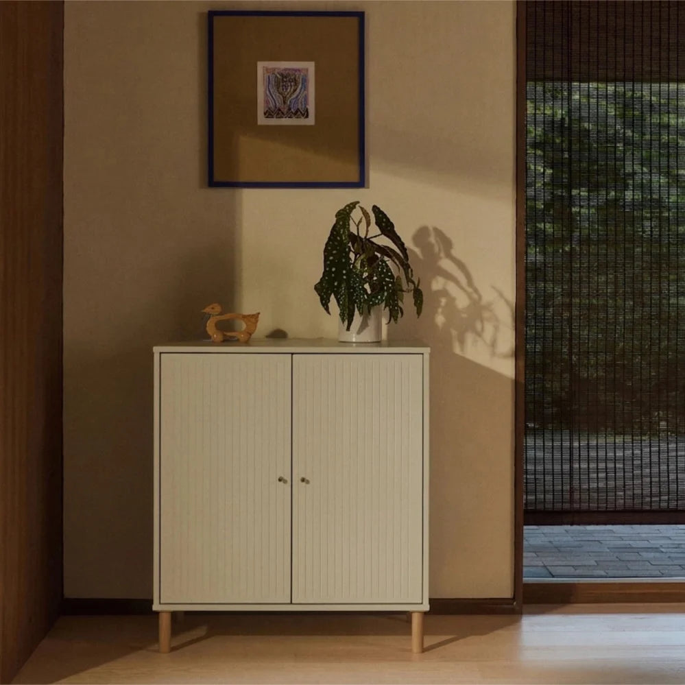 FLEXA SAGA Cupboard, 2 doors, Sand with Grooves, Oak Legs and Knobs, view 5