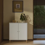 FLEXA SAGA Cupboard, 2 doors, White with Grooves, Oak Legs and Knobs, view 2