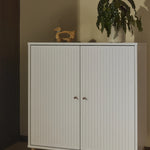 FLEXA SAGA Cupboard, 2 doors, White with Grooves, Oak Legs and Knobs, view 3
