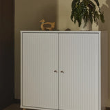 FLEXA SAGA Cupboard, 2 doors, White with Grooves, Oak Legs and Knobs, view 3