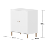 SAGA Cupboard, 2 doors, White with grooves