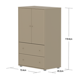 SAGA Cupboard, 2 door & 2 drawer, Beige with grooves