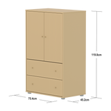 SAGA Cupboard, 2 door & 2 drawer, Sand with grooves