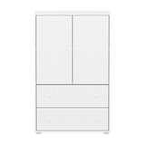 SAGA Cupboard, 2 door & 2 drawer, White with grooves