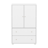 SAGA Cupboard, 2 door & 2 drawer, White with grooves
