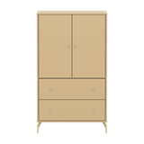 SAGA Armoire, 2 portes et 2 tiroirs, Pieds et Poignées Oat, Oat