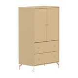 SAGA Armoire, 2 portes et 2 tiroirs, Pieds et Poignées Oat, Oat