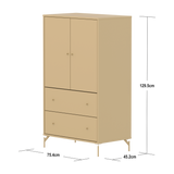 SAGA Armoire, 2 portes et 2 tiroirs, Pieds et Poignées Oat, Oat