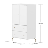 SAGA Cupboard, 2 door & 2 drawer, White