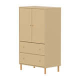SAGA Armoire, 2 portes & 2 tiroirs, Pieds & Boutons en chêne, Oat