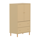 SAGA Armoire, 2 portes & 2 tiroirs, Pieds & Boutons en chêne, Oat