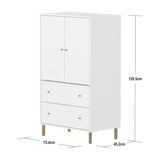 SAGA Cupboard, 2 door & 2 drawer, White