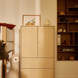 SAGA Cupboard, 2 door & 2 drawer, Beige with grooves